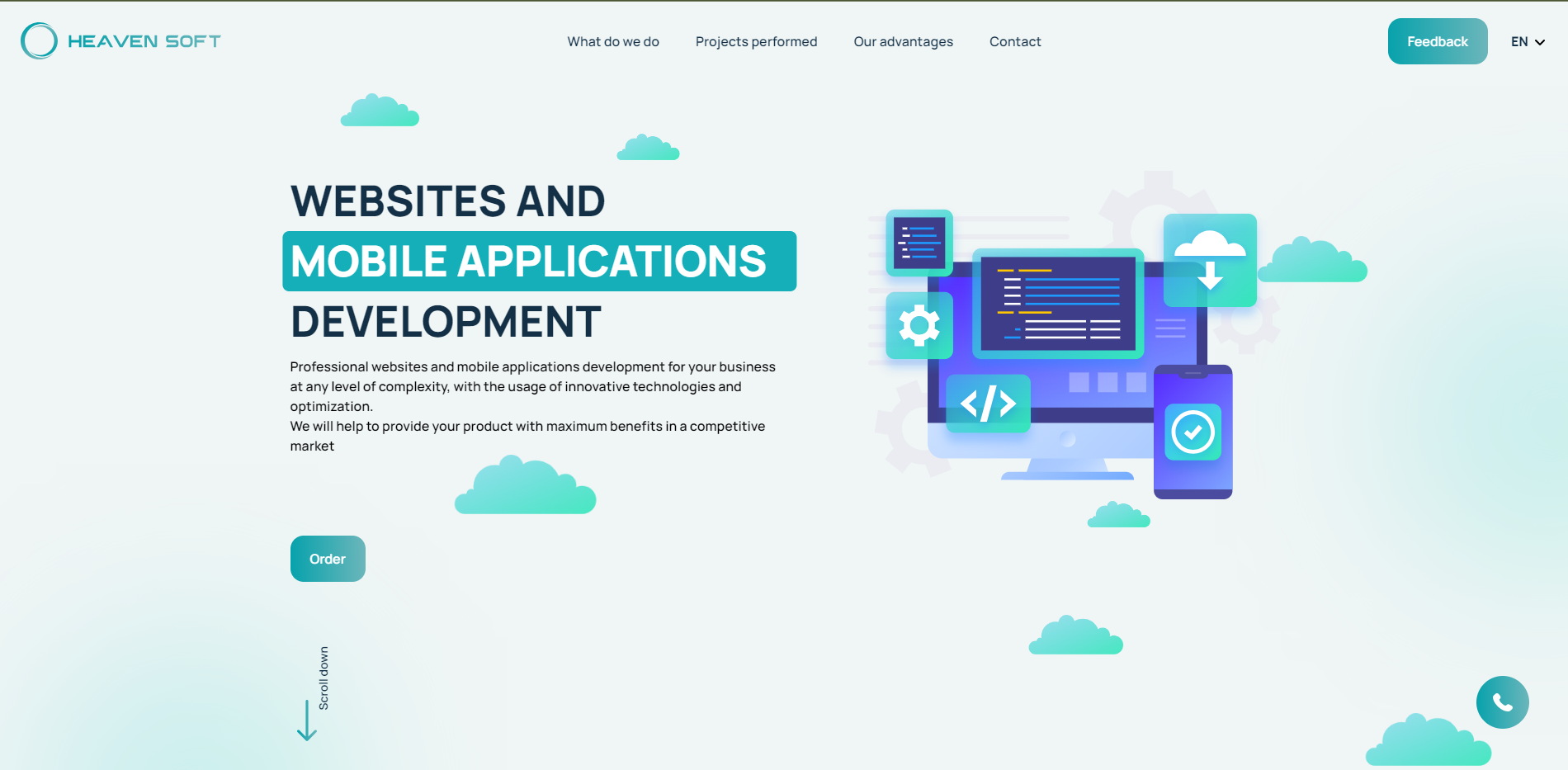 Картинки проекту - Розробка Landing page Heaven Soft