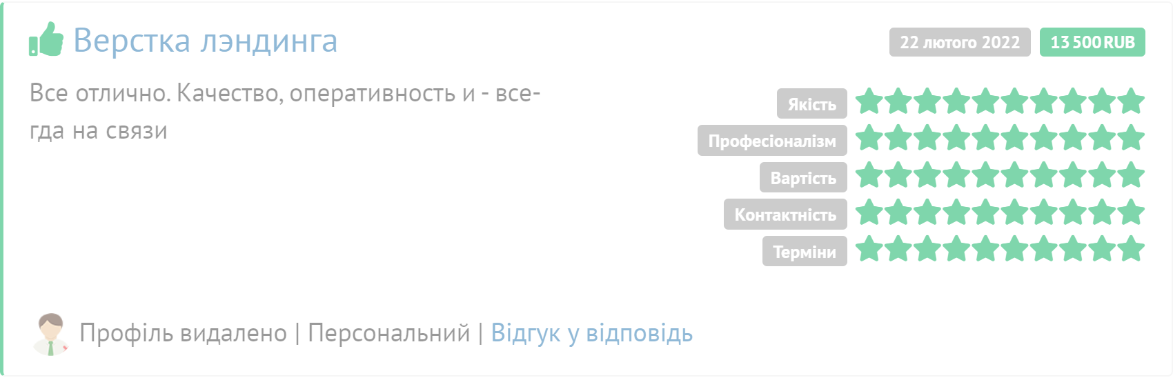 Скрін відгука