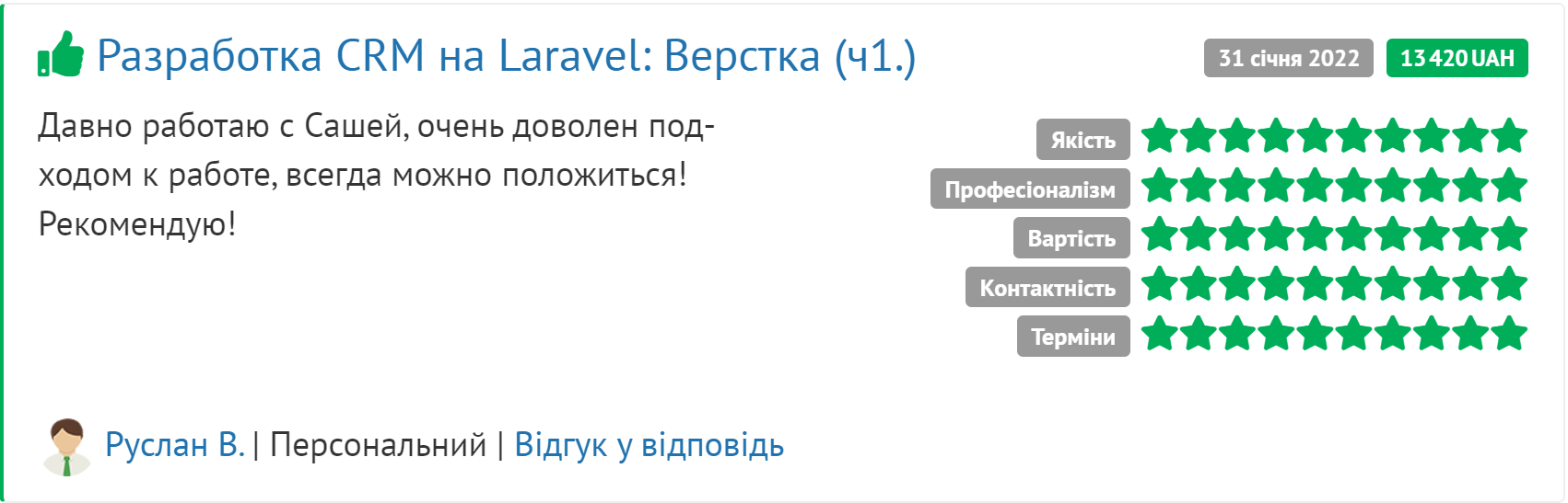 Скрін відгука