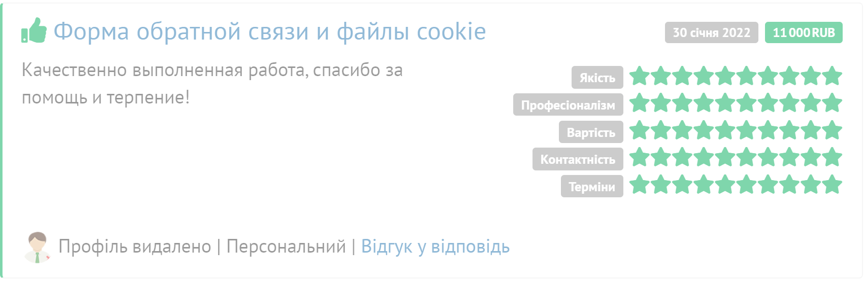 Скрін відгука
