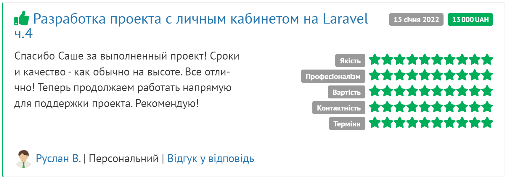 Скрін відгука
