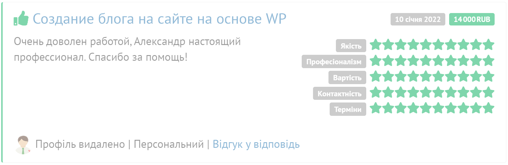 Скрін відгука